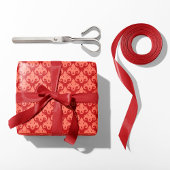 Herz Damask Red & Coral Geschenkpapier