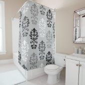Herz-Damast-Kunst Ib schwarzes Grau-Weiß Duschvorhang (Beispiel)
