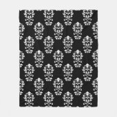 Herz-Damast Ptn Weiß auf Schwarzem Fleecedecke (Vorderseite)