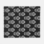 Herz-Damast Ptn Weiß auf Schwarzem Fleecedecke (Vorderseite (Horizontal))