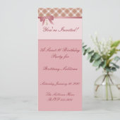 Herz-Dangle-Pink Einladung (Stehend Vorderseite)
