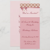 Herz-Dangle-Pink Einladung (Vorne/Hinten)