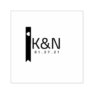 Herz-Dekor Initialen Logo Hochzeitsstempel Gummistempel