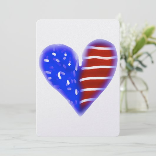 Herz der amerikanischen Flagge Feiertagskarte (Stehend Vorderseite)