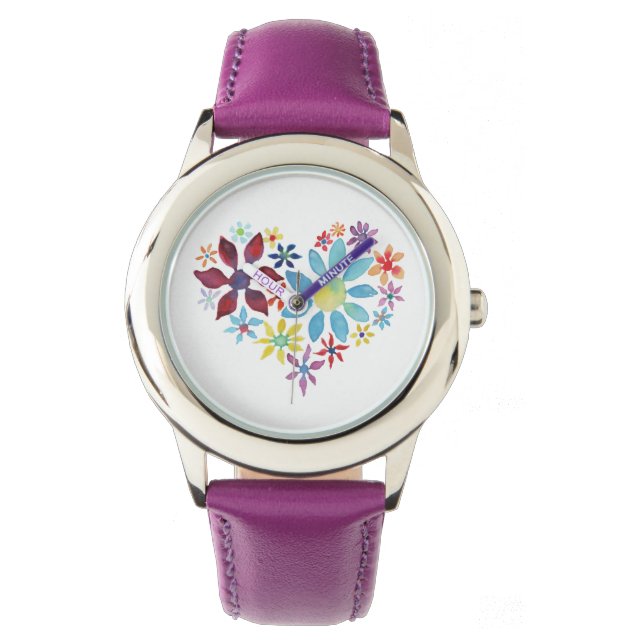 Herz der Blume Armbanduhr (Vorderseite)