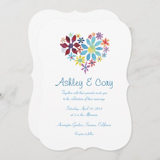 Herz der Blume Einladung (Vorne/Hinten)