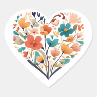 Herz der Blume Herz-Aufkleber