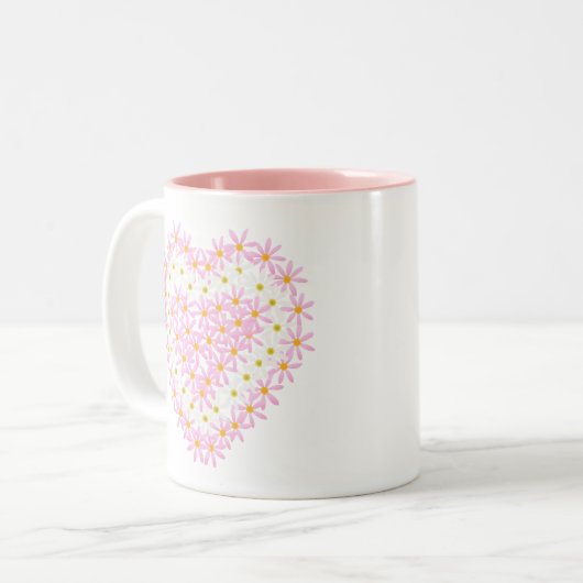 Herz der Blumen-Tasse Zweifarbige Tasse (Vorderseite Links)