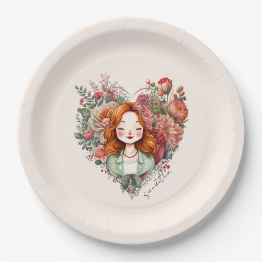 Herz der Blüten - Gerahmt im Herzen der Blüte Pappteller (Vorderseite)