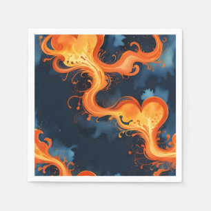 Herz der Flammen Feuer & Himmel Serviette