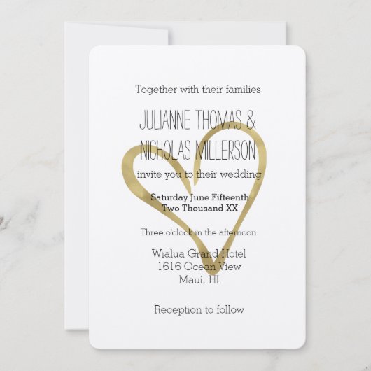 Herz der Goldhochzeit Einladung (Vorderseite)