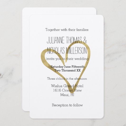 Herz der Goldhochzeit Einladung (Vorne/Hinten)