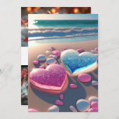 Herz der Küste: Glittering Beach Wedding Invit Einladung (Vorne/Hinten)