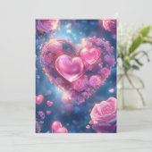 Herz der Liebe: Einladung von Rosen zum Hochzeitsf (Stehend Vorderseite)