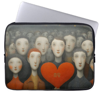 Herz der Menge Whimsical Folk Art Illustration Laptopschutzhülle