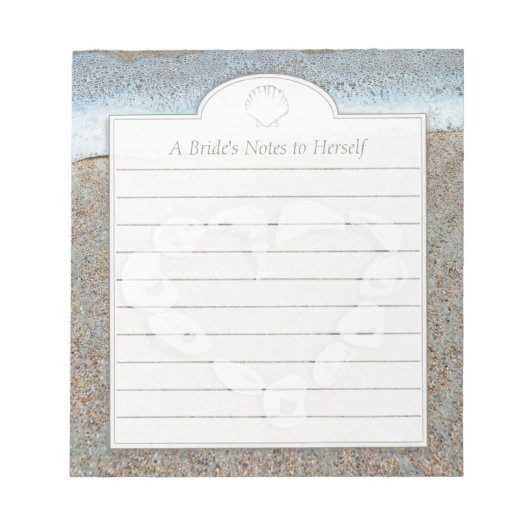 Herz der Muscheln auf der Beach Brides Notepad Notizblock (Vorderseite)