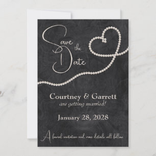 Herz der Perlen auf der Schwarzen Hochzeit Save The Date