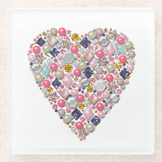Herz der Perlen Glasuntersetzer (Vorderseite)