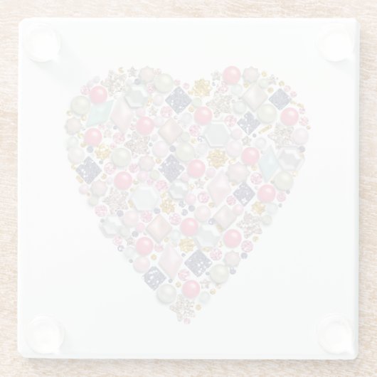 Herz der Perlen Glasuntersetzer (Rückseite)