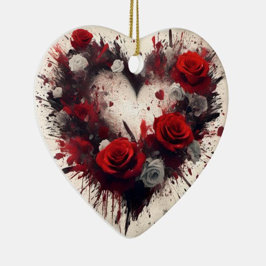 Herz der Rose Keramik Ornament (Rechts)