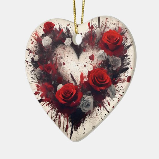 Herz der Rose Keramik Ornament (Links)