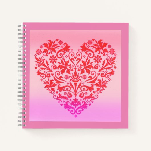 Herz der roten Liebe Notizblock (Vorderseite)
