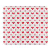 Herz der roten Liebe, pastellrosa Polka-Punkte-Mus Schneidebrett (Vorderseite)