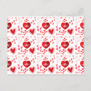 Herz der roten Liebe und Pfeile Postkarte