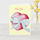 Herz der roten Liebe und weißer Bogen mit romantis Karte (Gelbe Blume)