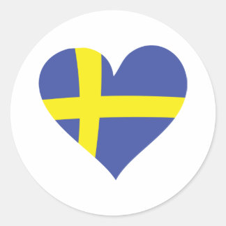 Herz der süßen Liebe - schwedische Flagge Runder Aufkleber