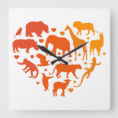 Herz der Tiere, Geschenk für Tierliebhaber Quadratische Wanduhr (Vorderseite)