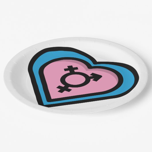 Herz der Trans Pride Party Teller (Schrägansicht)