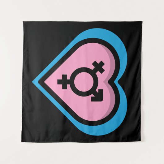 Herz der Trans Pride Tapestry Wandteppich (Vorderseite (Horizontal))
