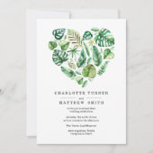 Herz der tropischen Foliage Hochzeit Einladung (Vorderseite)