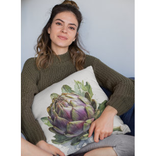 Herz des Gartens: Artichoke in Wasserfarbe Kissen