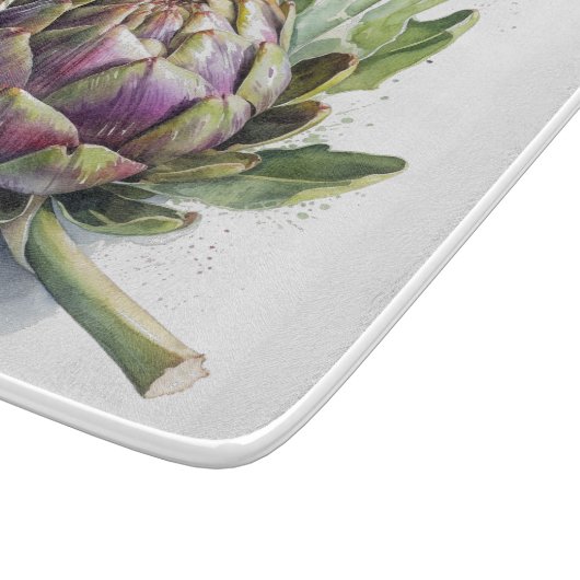 Herz des Gartens: Artichoke in Wasserfarbe Schneidebrett (Ecke)