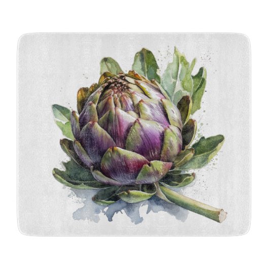 Herz des Gartens: Artichoke in Wasserfarbe Schneidebrett (Vorderseite)