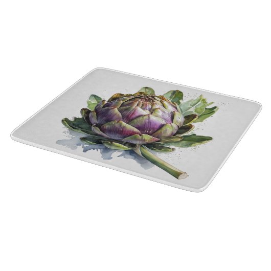 Herz des Gartens: Artichoke in Wasserfarbe Schneidebrett (Ecke)