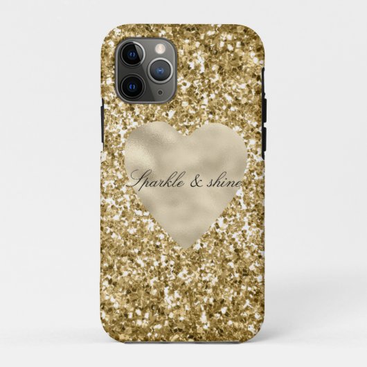 Herz des Goldenen Glitzer Personalisiert Case-Mate iPhone Hülle (Rückseite)