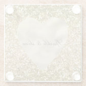 Herz des Goldenen Glitzer Personalisiert Glasuntersetzer (Rückseite)