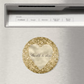 Herz des Goldenen Glitzer Personalisiert Magnet (In Situ (Geschirrspüler))