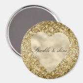 Herz des Goldenen Glitzer Personalisiert Magnet (Vorderseite/Rückseite)
