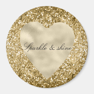 Herz des Goldenen Glitzer Personalisiert Magnet