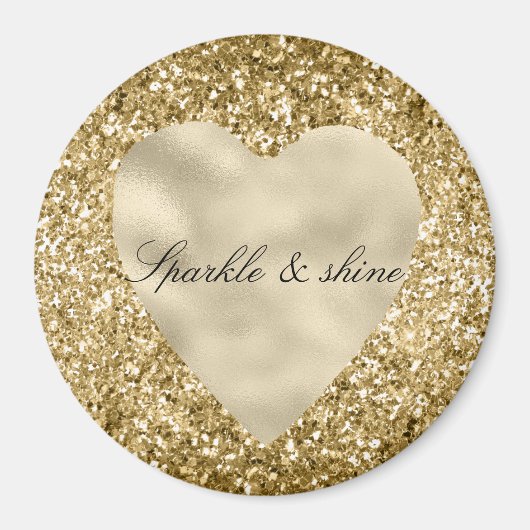 Herz des Goldenen Glitzer Personalisiert Magnet (Vorne)