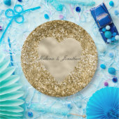 Herz des Goldenen Glitzer Personalisiert Pappteller (Party)