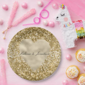 Herz des Goldenen Glitzer Personalisiert Pappteller (Party)