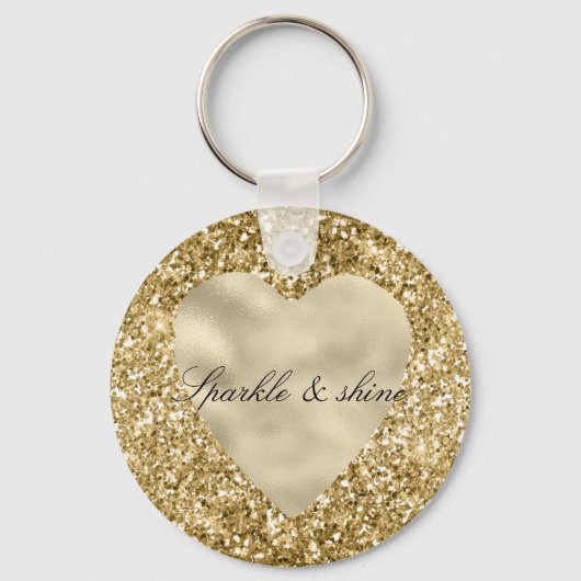 Herz des Goldenen Glitzer Personalisiert Schlüsselanhänger (Vorderseite)