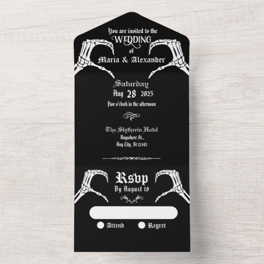 Herz des gotischen Schädels All In One Einladung (Innen Boden)