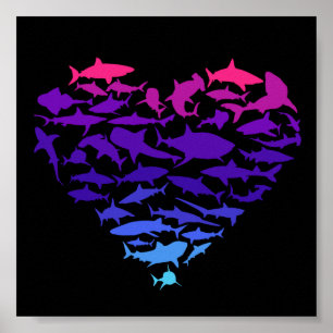 Herz des Hais Hai Lover Farbenfrohe Meereswelt Poster
