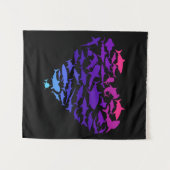 Herz des Hais Hai Lover Farbenfrohe Meereswelt Wandteppich (Vorderseite (Horizontal))